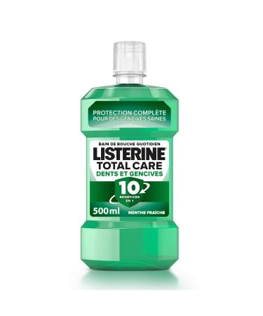 Listerine Bain de Bouche Total Care Dents et Gencives (bouteille de 500 ml) Soin bucco-dentaire quotidien pour des dents et gencives plus saines Bain de bouche pour une haleine fra che durable 500 ml (Lot de 1)