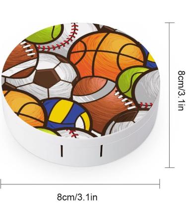 Nudquio Basketball American Football Soccer Volleyball Baseball Round Case For Contact Lens Kit Storage Box with Mirror Printed - Buy Online on GoSupps.com