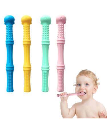 4 pieces baby bite tube silicone bite ring baby hollow bite tube silicone biting toys for toddlers with breastfeeding bite for babies 0-6 months sensory exploration and tooth relief