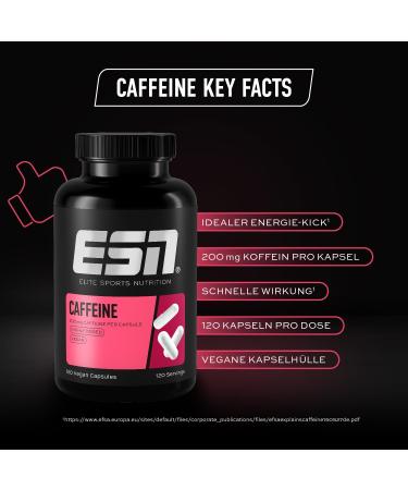 Buy ESN Caffeine Caps (2x120 Capsules) | High-Dose Vegan Caffeine (200mg) | Tested Quality Made in Germany | International Shipping Available - Buy Online on GoSupps.com