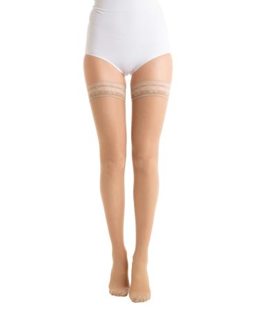 Relaxsan Basic 870 (skin color 4/XL) Thigh Support stockings women 18-22 mmHg with silicone band compression stockings 140 the skin color XL - Buy Online on GoSupps.com