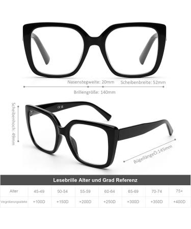 DOOViC Blue Light Filter Glasses for Women - Oversize Modern Reading Glasses JS028 028c1 in Black Strength 1.25x - Shop Internationally! - Buy Online on GoSupps.com