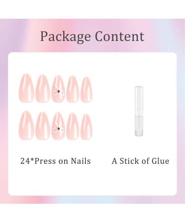 24Pcs Short False Nails - Pink French False Nails Press on Nails - Full Cover False Nails White Almond Stick on Nails - French Fake Nails Stick on Nails for Women and Girls Nail Art Simple White Bow - Buy Online on GoSupps.com