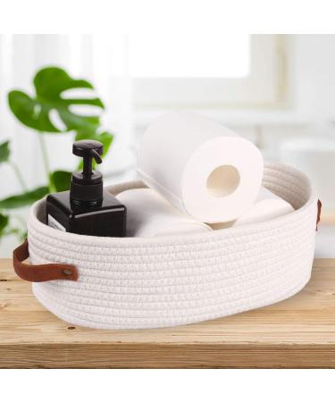Oradrem Woven Storage Basket for Toilet Tank Top - Farmhouse Home Decor - Bathroom Table and Counter Organizer - 13 x 5.9 x 4 inches - White - Buy Online on GoSupps.com
