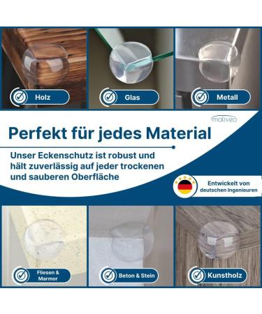 Maliveo Premium Transparent Corner and Edge Protection - 12 Odorless Plastic Safety Guards for Babies & Children - Residue-Free Easy Removal & Replacement - Buy Online on GoSupps.com