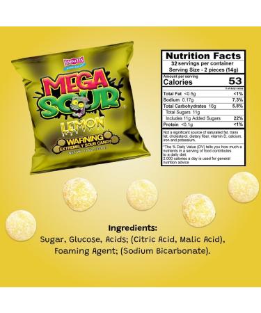 Barnetts Sweets Mega Sour Candy Lemon Citron (454g) - Buy Online on GoSupps.com