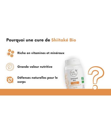 NATURAL DEFENSES & BOOST IMMUNITY - Organic Shiitake Extract 62.5 Mg/Tablet - Certified Organic by Ecocert - 120 tablets. Made in France - Buy Online on GoSupps.com