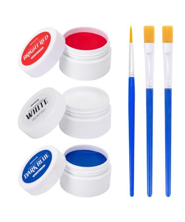 Red White and Blue Face Paint-USA American Flag Patriotic Stripe Fan Face Body Paint Independence Day Face Painting Kit for Sports Makeup 4th of July 3 Colors Paint Set for Baseball Softball Players Blue & White & Red Paint Set