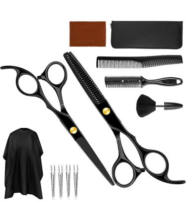 Home Hair Cutting Scissors Set Barber Shears 11 Pcs Professional Haircut Scissors Kit with Thinning Shears 6CR 440C Stainless Steel Home Haircutting Scissors Kit for Barber Salon