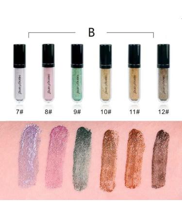 Liquid Eyeshadow - Shimmer Eye Shadow Liquid Kit 6 Colors High Pigmented Eye Shadow | Quick-Drying Shining Eyeliners Kits for Women Eye Makeup B:7-12# - Buy Online on GoSupps.com