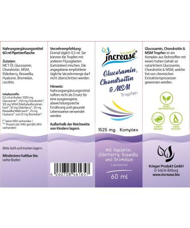  INCREASE Take 3 figure 2 action liposomal glucosamine chondroitin and highly dosed MSM drops 6100 mg daily (549 000 mg in 3 bottles) with hyaluronic Elderberry Boswellia (incense) and - Buy Online on GoSupps.com
