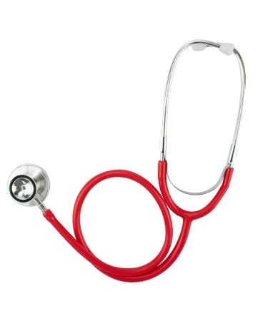 TRIXES Red Stethoscope for Fancy Dress Doctor Costume Accessory and Educational Prop with Diaphragm and Bell Features - One Size - Colour Red & Silver