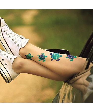 WIRESTER Temporary Tattoo Stickers - Set of 12 Sea Turtle Designs for Kids & Adults - Face, Hand, Neck, Wrist - Party Favor Body Art - 6 x 7.87 inch Tattoo Sheet (Blue, Pink, Purple, Green, Black) - Buy Online on GoSupps.com