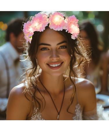 Fashband LED Crown Headband Light Up Flower Wreath Headbands Pink Party Hair Accessories for Women - Buy Online on GoSupps.com
