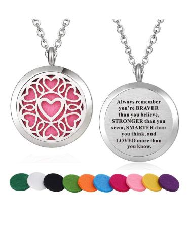 Stainless Steel Heart Aroma Therapy Aromatherapy Essential Oil Diffuser Necklace Locket Pendant