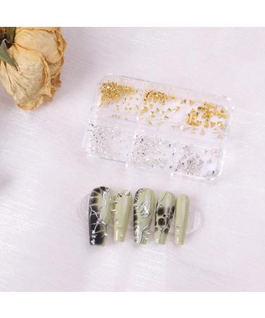 Mini Metal Rivet Punk Nail Charms - Gold & Silver Cone Spikes Glittering Stones & Rhinestones | Unique Nail Art Accessories for Street Style - Buy Online on GoSupps.com