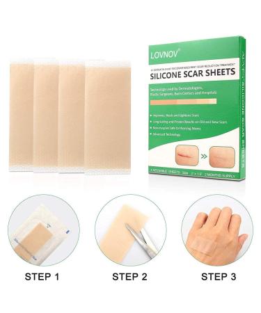 Professional Silicone Scar Removal Sheets - 4 Reusable pcs (Green) - For C-Section Surgery, Burn, Keloid, Acne - Drug-Free Solution - 2 Month Supply - Buy Online on GoSupps.com