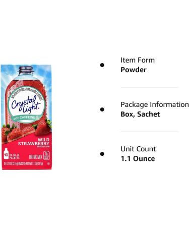 Crystal Light Wild Strawberry with Caffeine On The Go Drink Mix 10 Sachet 31.1g - Buy Online on GoSupps.com