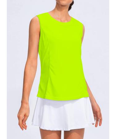 YYV Women's Sleeveless Workout Tank Top | Lightweight Loose Fit Athletic Shirt for Running, Tennis, Yoga | Yellow Green - Size Medium - Buy Online on GoSupps.com