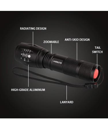 JARDLITE LED Emergency Handheld Flashlight 4 Pack - 5 Modes, Adjustable Focus, Water Resistant - Best Tactical Torch for Hurricane, Camping, Dog Walking - Buy Online on GoSupps.com