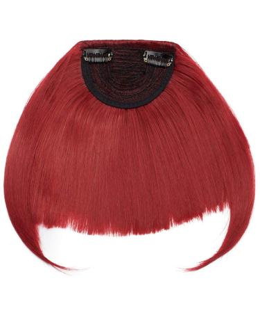 SEGO Clip-in Pony Hairpiece Extensions - Realistic Dark Red Fringe Bangs One Piece Front Hair Extension - Buy Online on GoSupps.com