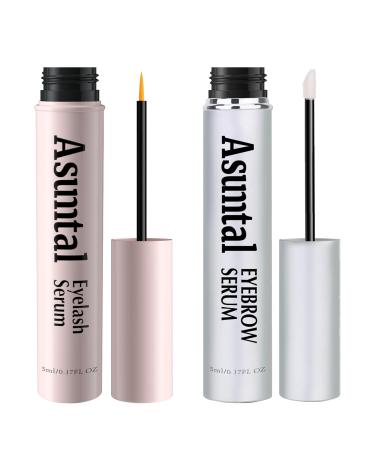 Lash Serum & Eyebrow Serum Kit Natural Formula Eyelash Growth Promotes Longer Thicker & Fuller Lashes & Brows Vegan Cruelty-Free For Sensitive Eyes (2 Pack 10ml)