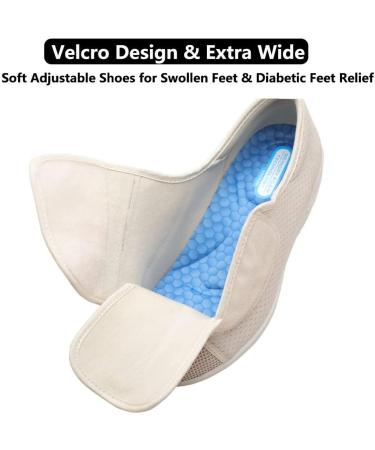 Women's Arch Support Walking Shoes with Adjustable Closure - Extra Wide Width Orthopedic Sneakers for Diabetic Foot Pain Relief | 8 Wide Gray - Buy Online on GoSupps.com