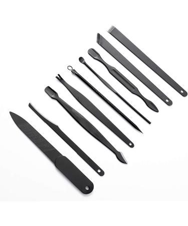 Grendly 16 Piece Nail Clippers Set Stainless Manicure Cutter Tool Pedicure Nail Scissors Ear with Leather Bag - Black - Buy Online on GoSupps.com