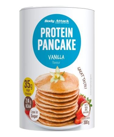 Body Attack Protein Pancake Mix - Vanilla - 35g High Protein - 7.4g BCAA - Fast and easy to prepare - 1x300g Vanilla 300 g (1 Pack)