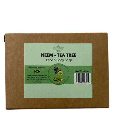 All Natural Neem Tea Tree 100% Organic Cold Process Handmade Exfoliating Soap Bar for Men & Women Made in Jamaica
