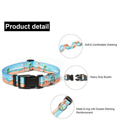 Suredoo Adjustable Dog Collar | Soft & Comfortable Nylon for Small & Medium Dogs | Perfect for Puppies | Neck Size 25-40 cm | Beach Design - Buy Online on GoSupps.com