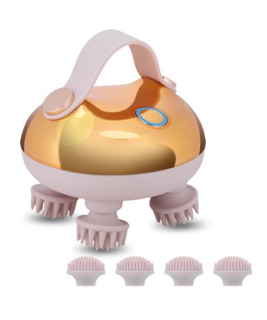 Juchrzey Hand Haar mass agent with 8 silicone massage heads scalp-knet vibration device IPX7 waterproof for hair growth stress relaxation gold