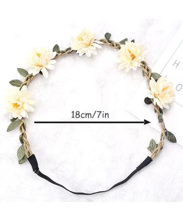 Flower Crown Daisy Garland Headband | Adjustable Elastic Ribbon | Wedding Festival Party | 8-Pack - Buy Online on GoSupps.com