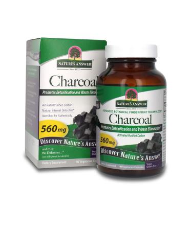 Nature's Answer Activated Charcoal Vegetarian Capsules | Naturally Promotes Detoxification & Waste Elimination | Vegan, Gluten-Free, Alcohol-Free & No Preservatives 90ct.