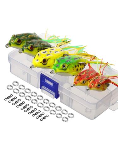 Donql Topwater Froschkader artificial frog fishing bait set with fishing box for perch dogfish musk snake head pike trout (multicolored) - Buy Online on GoSupps.com