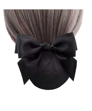 JIHUOO Hair Clip with Bow Hair Net Hair Bow Hair Clip Bun Cover Hair Clip Hair Accessories for Women Ladies Black - Buy Online on GoSupps.com