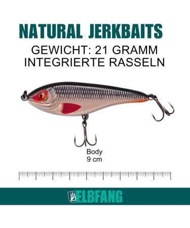 Elbfang Wobbler Jerkbait Set - 5 Artificial Fishing Lures for Pike & Zander | 90mm 21g - Buy Online on GoSupps.com