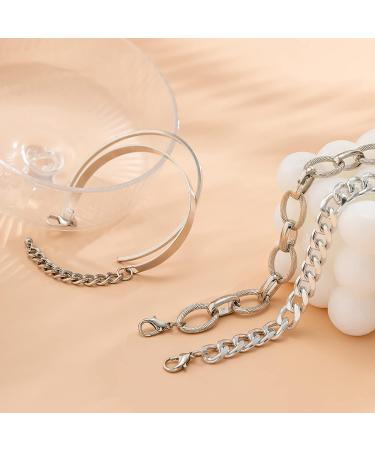 BUAJIUBUA Silver Bangles Bracelets Set for Women, Girls & Teens - Stylish Costume Hand Wrist Jewelry - Buy Online on GoSupps.com