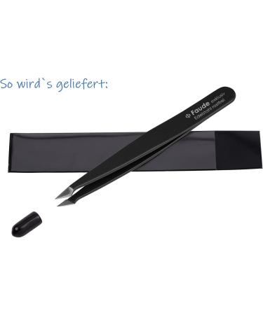 Faude Combination Tweezers | Pointed & Eyebrow Tweezers for Splinters & Ingrown Hairs - Black - Buy Online on GoSupps.com
