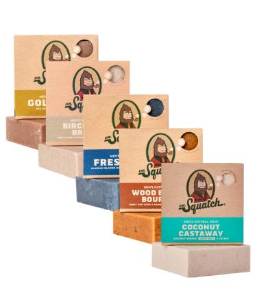 Dr. Squatch Men's Natural Deodorant 6-Pack Variety Bundle - Fresh Falls,  Pine Tar, and Wood Barrel