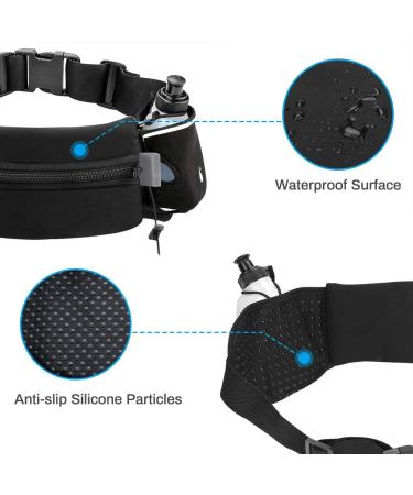 Luckit Hydration Running Belt with 2 Water Bottles(2 x 300ML)  Reflective Running Waist Bag Bum Bag Adjustable Sports Waist Pouch for Marathon Running Hiking Camping Cycling Jogging Black Stretchable Waistband - Buy Online on GoSupps.com