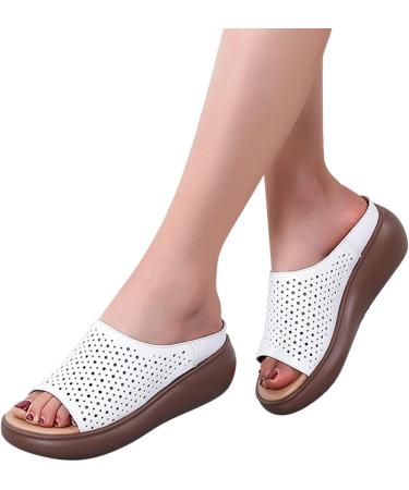 HSYHKDSY White Wedge Heel Plateaus Sandals for Women - Elegant Summer Shoes Glittering & Comfortable Vacation Footwear S51122 - Buy Online on GoSupps.com