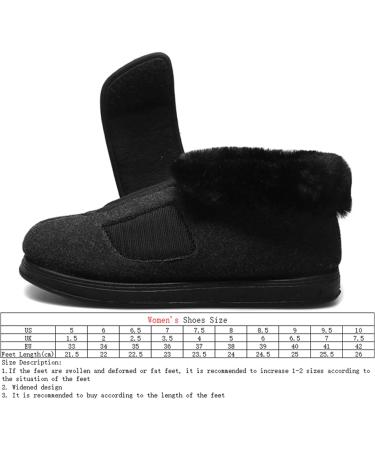 ZHENSI Women's Adjustable Slippers Extra Wide Swollen Feet Diabetic Shoes Memory Foam Non-Slip Elderly Black - Buy Online on GoSupps.com