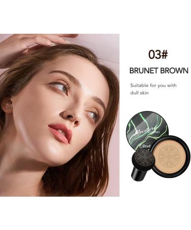 GL-Turelifes Mushroom Head CC Cream Air Cushion Foundation Water Feeling Flawless BB Cream Moisturizing Oil Control Long Lasting Lightweight & Smoothing Natural Concealer (#03 Brunet Brown 15 oz) 15 g (Pack of 1) #03 Brunet Brown - Buy Online on GoSupps.com