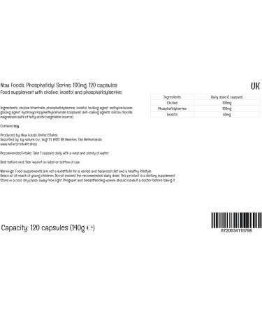 Now Foods Phosphatidylserine 100mg - 120 Vegan Capsules | Lab-Tested, Soy Free, Gluten Free, Non-GMO - Buy Online on GoSupps.com