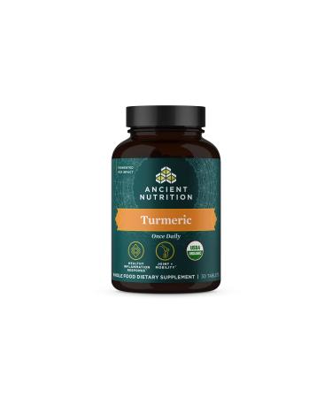 Ancient Nutrition Turmeric Capsules  Once Daily  Use as a Joint Supplement and Supports Inflammation  Gluten Free  Paleo and Keto Friendly  30 Tablets Turmeric Capsules  30ct - Buy Online on GoSupps.com