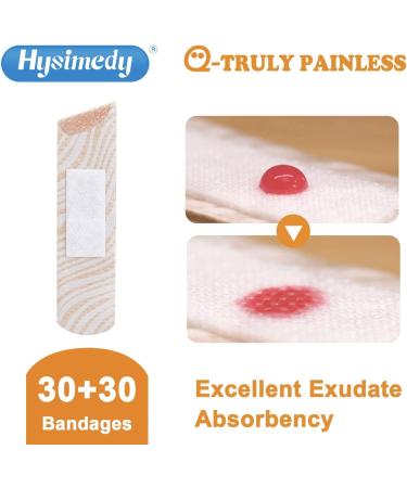 Hysimedy Silicone Bandages for Sensitive Skin - Pain-Free Bandaids for Kids and Elderly - Hypoallergenic Flexible Fabric - 0.75''x3'' (60 Counts) - Buy Online on GoSupps.com