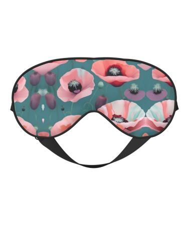 SSIMOO Pastel Poppies Soft Sleep Eye Mask Female Breathable Eye Patch Perfect for Travel and Relaxation Black