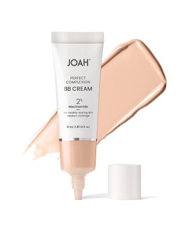 JOAH Beauty Perfect Complexion BB Cream with Hyaluronic Acid and Niaciminade Korean Makeup with Medium Buildable Coverage Evens Skin Tone Lightweight Semi Matte Finish Fair with Cool Undertones