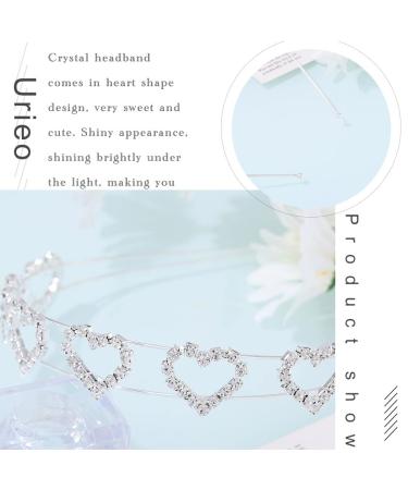 Urieo Silver Crystal Heart Headband for Women - Rhinestone Princess Wedding Hair Accessories - Buy Online on GoSupps.com